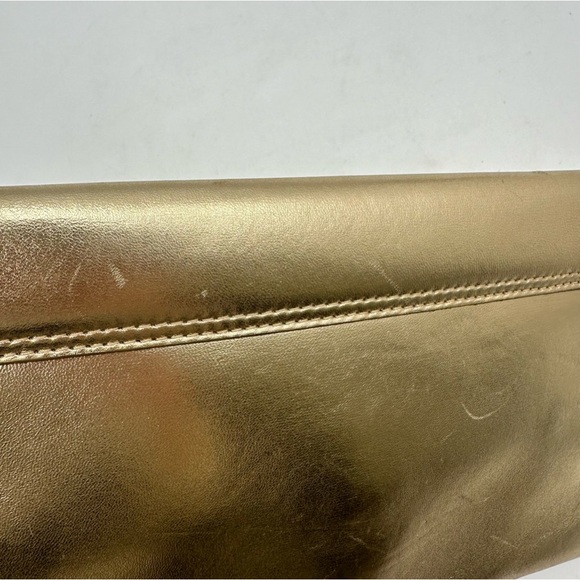 Serena Uziyel Women's Gold Catena Envelope Metallic Leather Clutch Bag - Picture 10 of 16